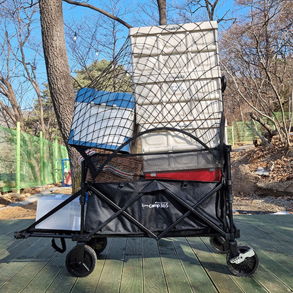 캠프365 파파웨건 테이크아웃 블랙 트레일러 왜건 캠핑웨건 접이식 손수레 브레이크 뒷문개방