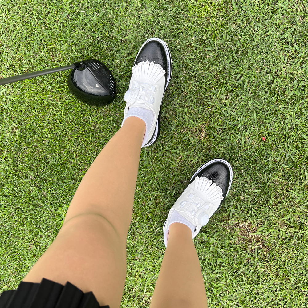 여성 보아 골프화 다이얼 스파이크리스 소가죽 수제화 태슬 - 상세 이미지 4