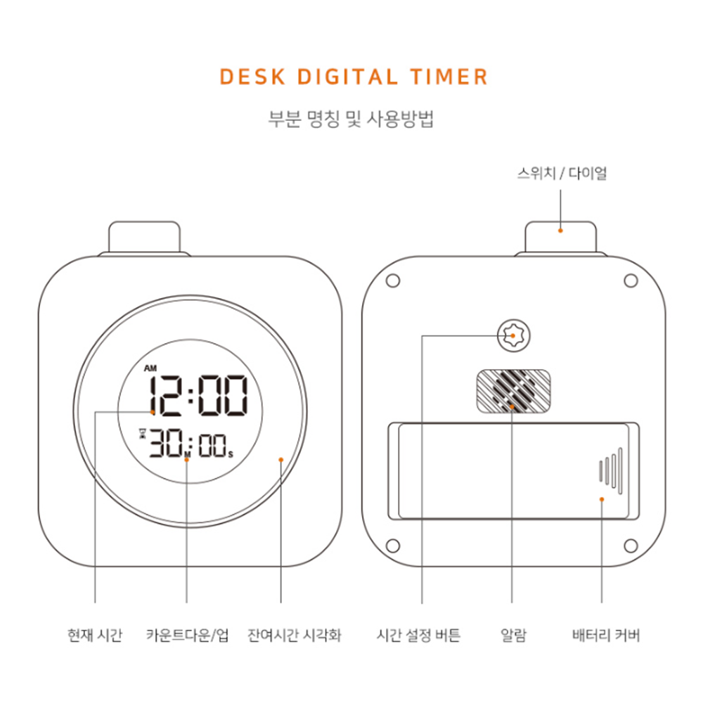 수험생타이머 공부 스터디 뽀모도로 무소음 미니 탁상용 시계 이미지 7