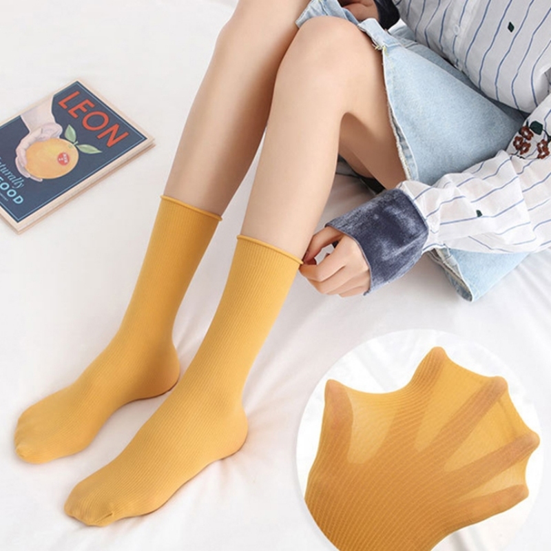 보풀없는양말 메리제인양말 조리원 무압박 시스루 머스타드 - 상세 이미지 4
