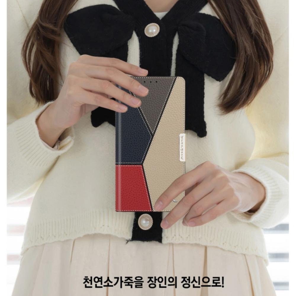 사파 천연소가죽 마그네틱 플립형 지갑 케이스 그레이, 갤럭시S7 - 상세 이미지 4