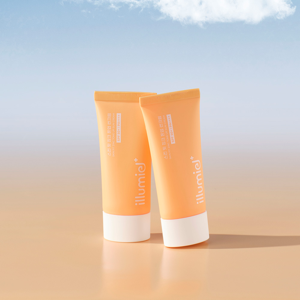 [저자극] 일루미엘 스킨 핏 톤업 선크림 50ml 2개 SPF50+ 파데프리 무기자차 비건 선크림 - 상품 이미지
