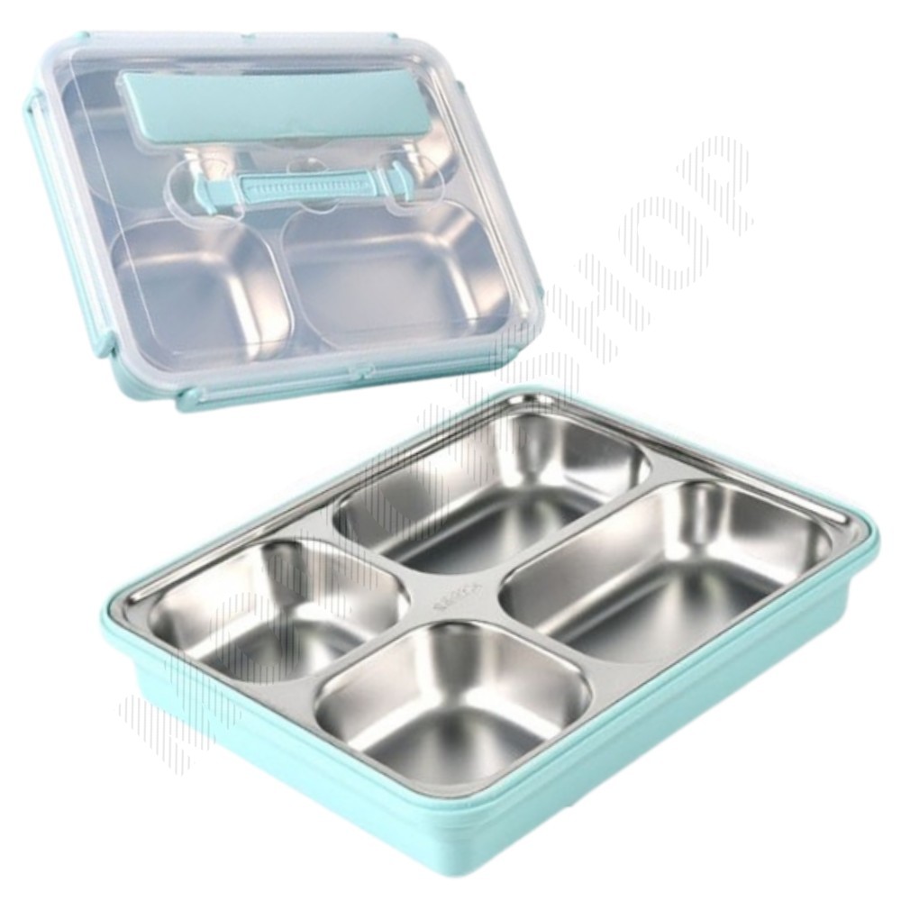 뚜껑있는식판 아이 어린이집 초등 유아 스텐 식판 국산 4구