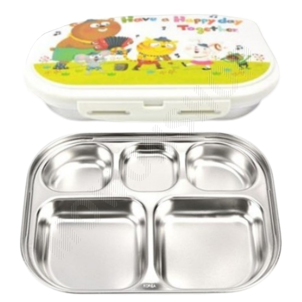 뚜껑있는식판 아이 어린이집 초등 유아 스텐 식판 3구