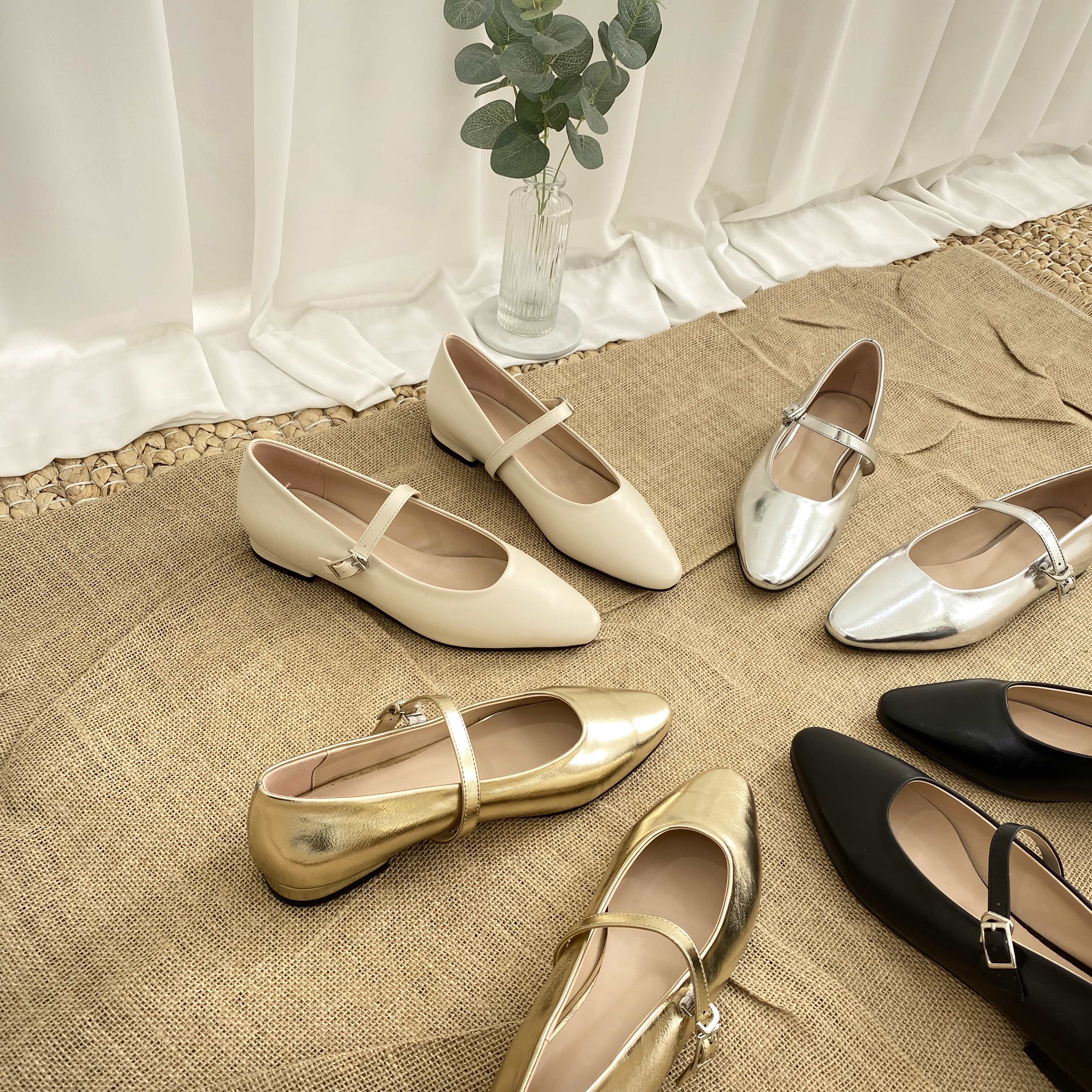 메리제인 플랫슈즈 발편한 골드 은색 실버 빅사이즈 255 260