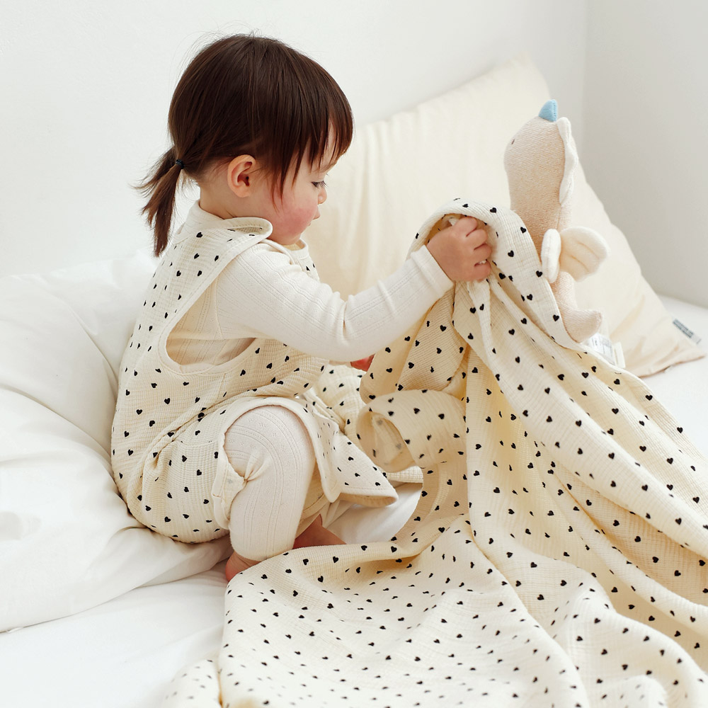 마롤로뜨 러블리 하트 아기 블랭킷 거즈 사계절 여름 이불 담요 신생아 어린이집 - 상세 이미지 3