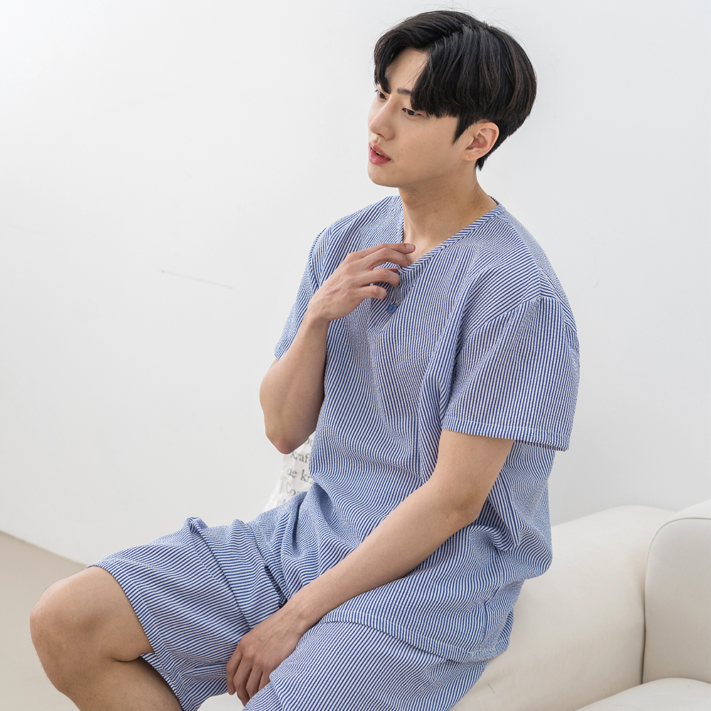에이원 남성잠옷세트 쿨 엠보 반팔 파자마 홈웨어 잠옷 - 상세 이미지 2