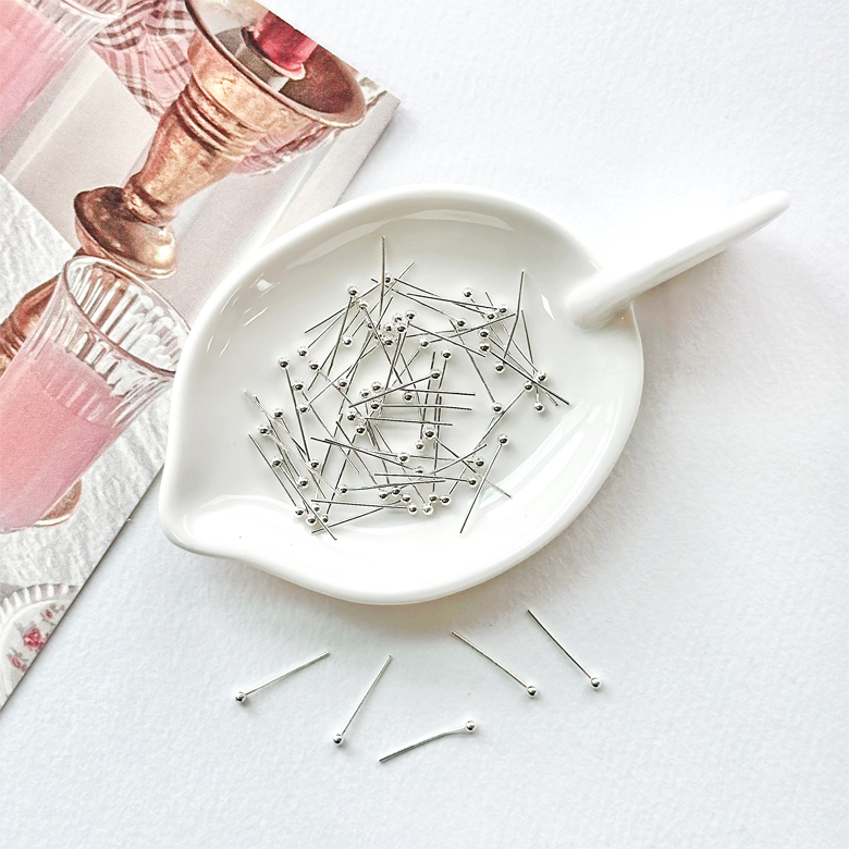 (6사이즈세트) (DIY) 실버 0.5mm 볼핀 비즈공예 부자재 귀걸이 재료(약1200개) - 상세 이미지 2