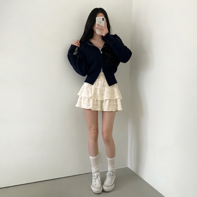 [러블리무드💗] 델피나 레이스 올밴딩 치마 캉캉 프릴 플레어 미니 스커트 상세 이미지 13