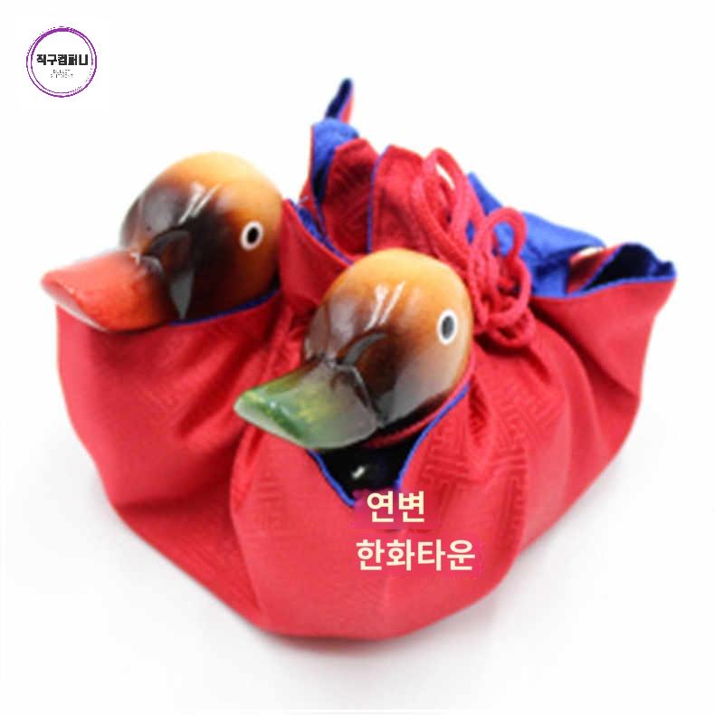 외국인선물 인테리어 웨딩 혼례 소품 결혼 오리 원앙 목각 목조각 생일 전통 장식 - 상세 이미지 2
