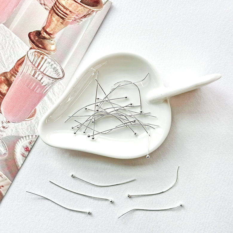 (6사이즈세트) (DIY) 실버 0.5mm 볼핀 비즈공예 부자재 귀걸이 재료(약1200개) 이미지 6