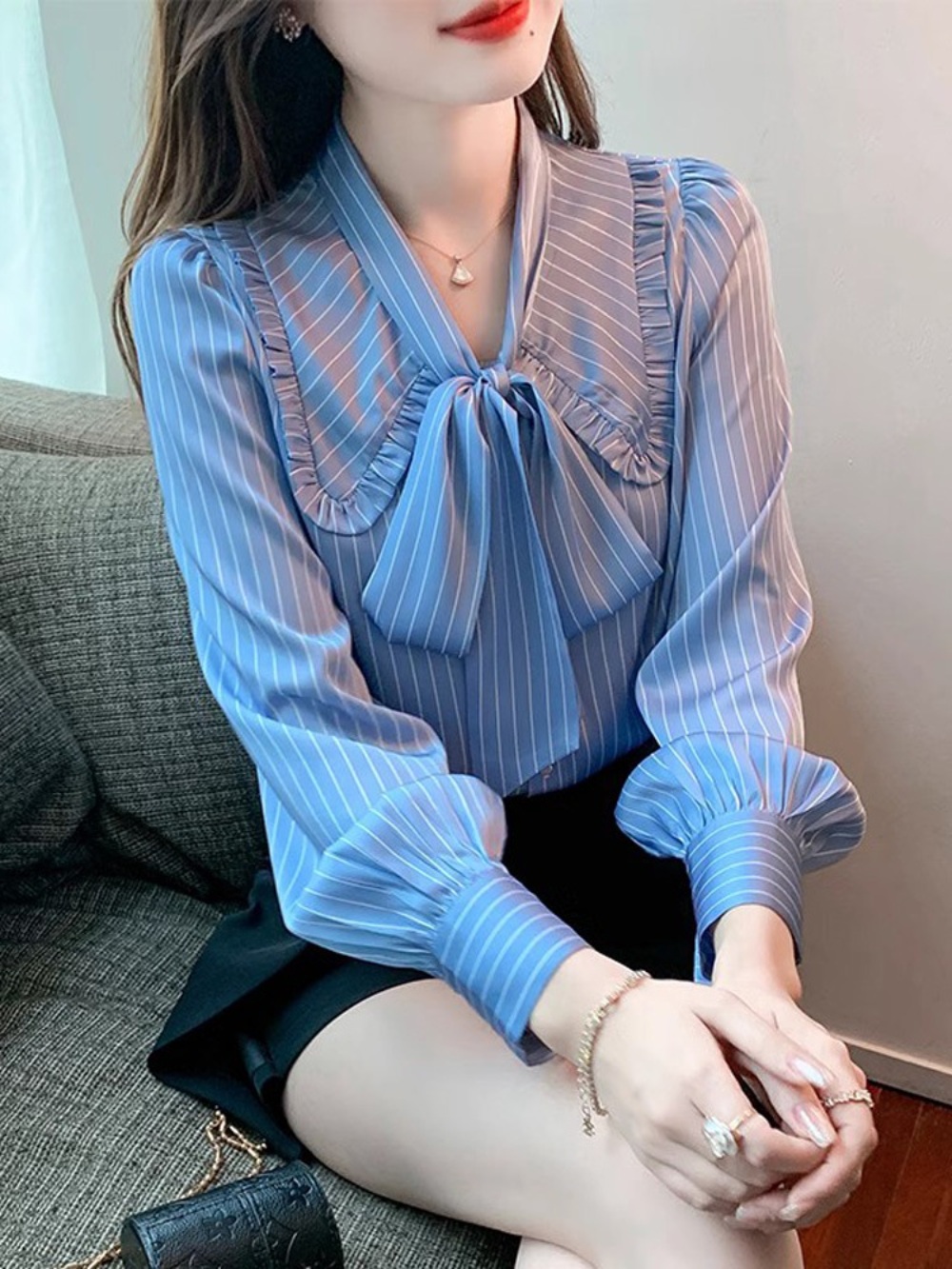 하이드 3회 이청아 하연주 스트라이프 셔츠 레이스 공주 옷 패션 의상 세번째 결혼 오세영 - 상세 이미지 3
