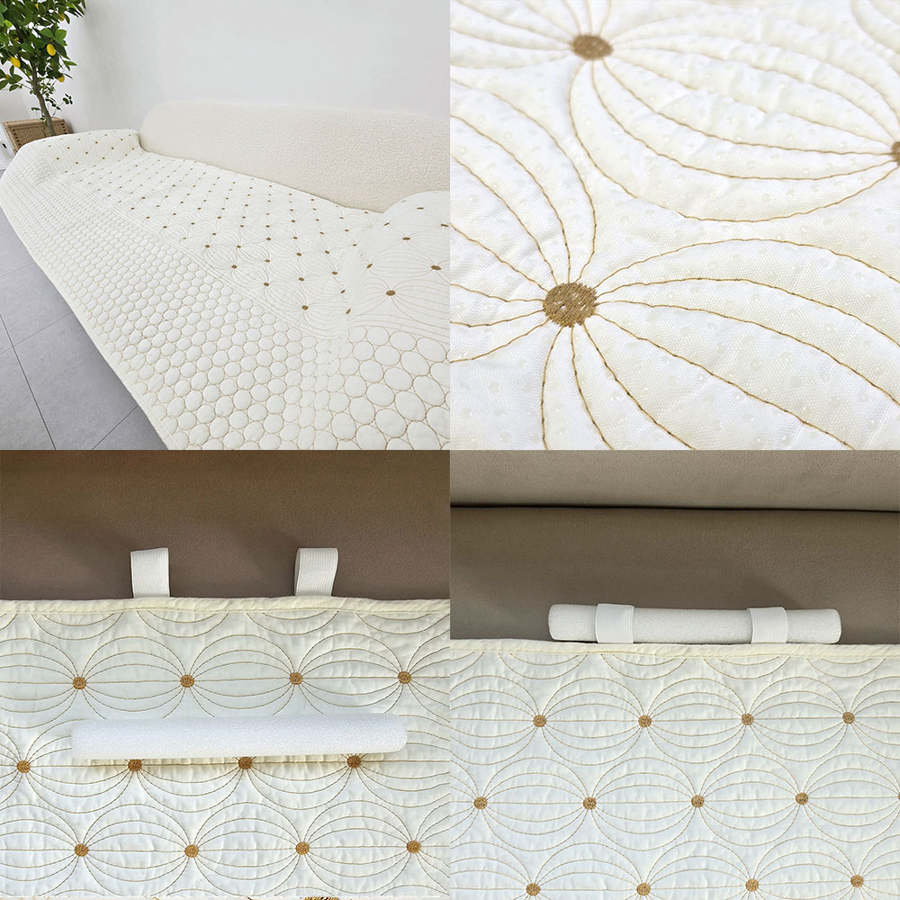 넓은 순면 쇼파패드 6인용 돌 흙 소파 매트 커버 논슬립 러블리벌룬오프화이트 90x280