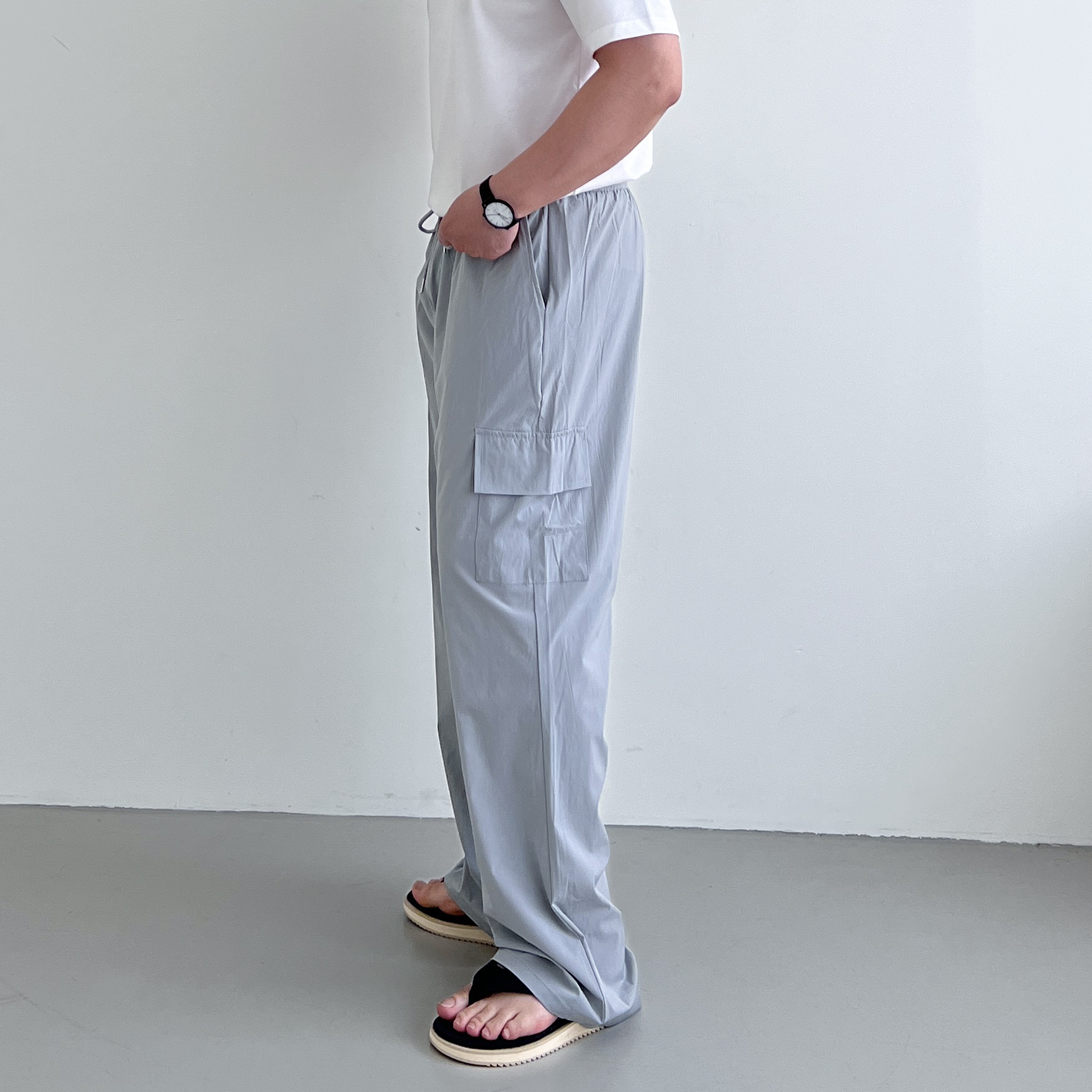 나일론카고팬츠 남자바스락바지 통큰바지 - 상세 이미지 4