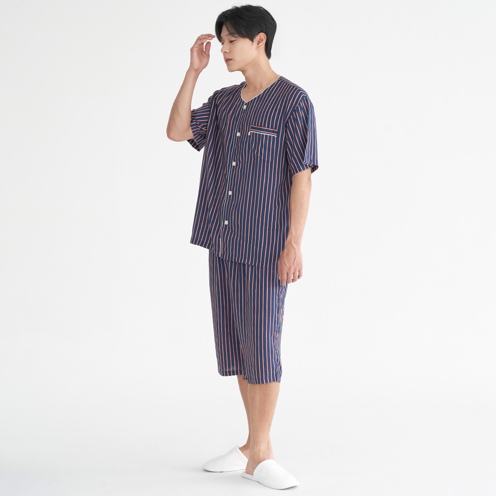 오렌지ST 반팔 레이온 빅사이즈 남자 파자마 잠옷 세트 이미지 3