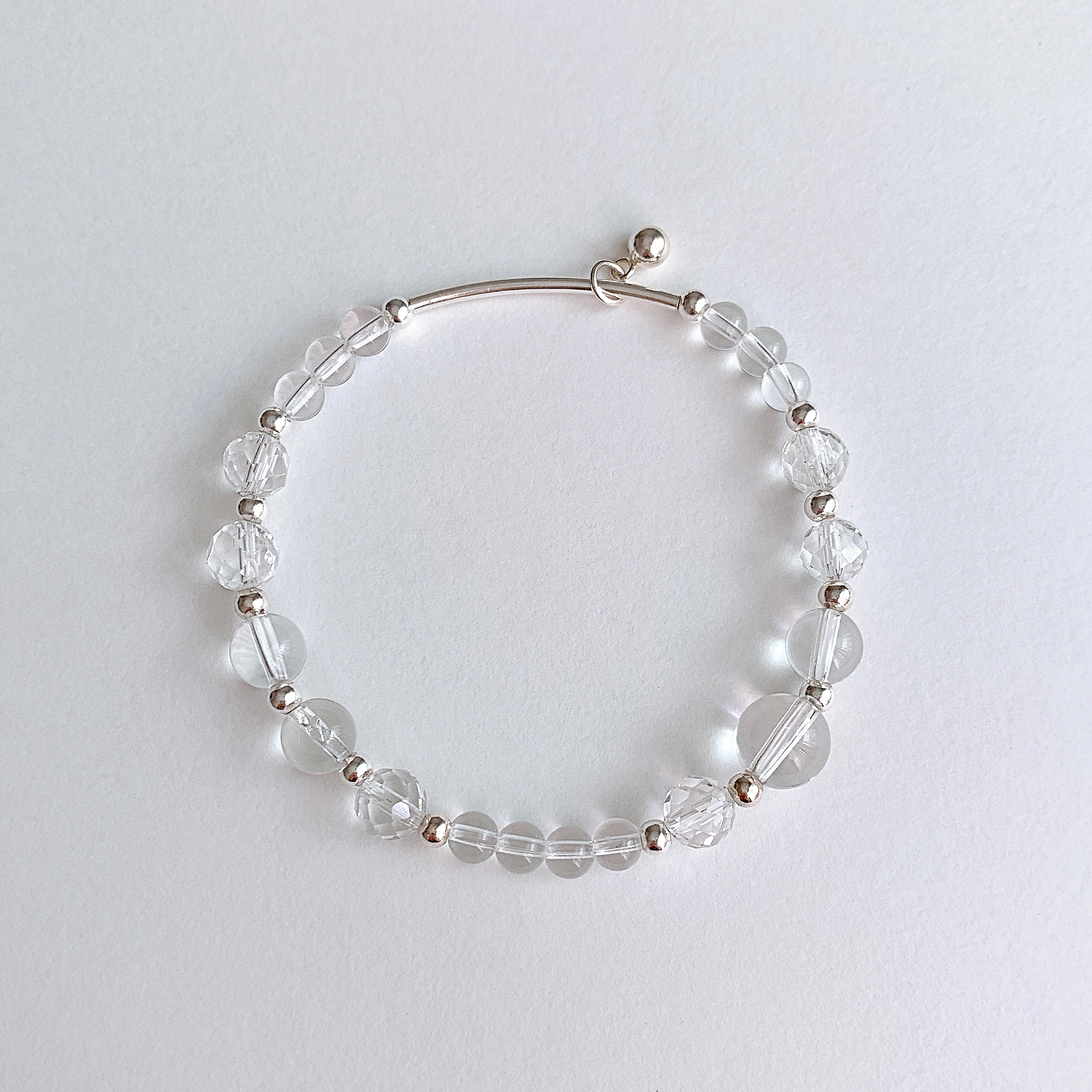 에이플로 백수정 투명 수정 은볼 실버 천연 원석팔찌 - 상세 이미지 2