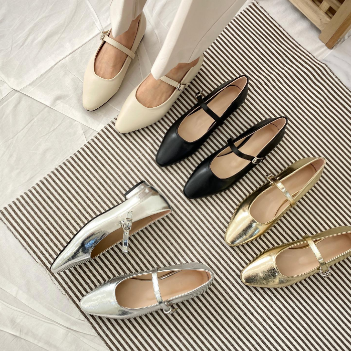 메리제인 플랫슈즈 발편한 골드 은색 실버 빅사이즈 255 260