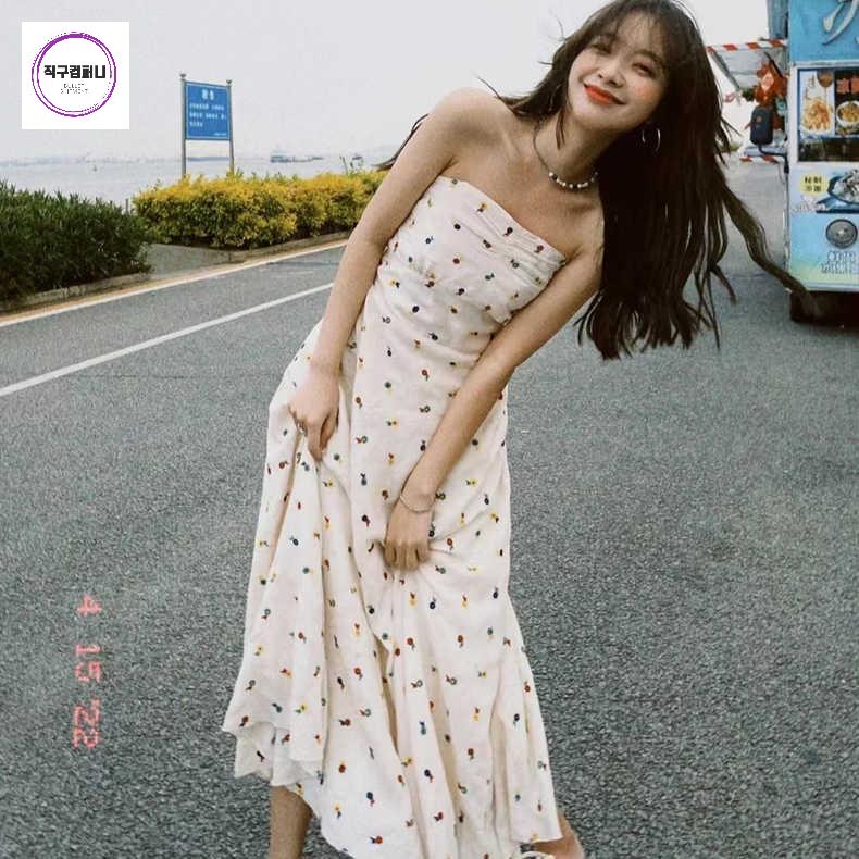 태교 여름 원피스 몰디브 보라카이 괌 다낭 커플 사이판 패션 여행 동 트위드 코디 - 상품 이미지