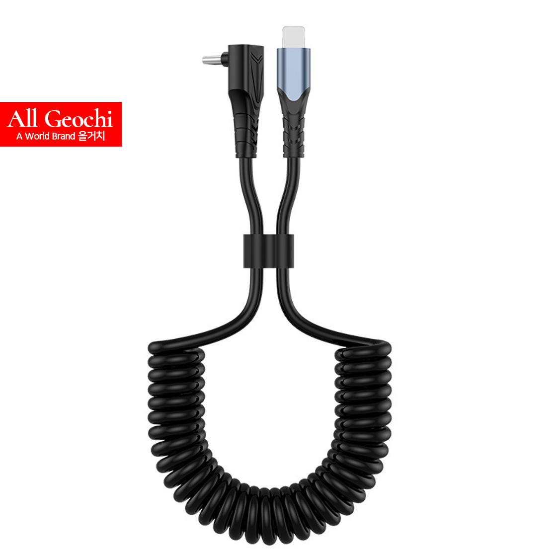 라이트닝 8핀 코일 스프링 케이블 ㄱ자 Cto8 27W USB C타입 to 8핀 - 상품 이미지
