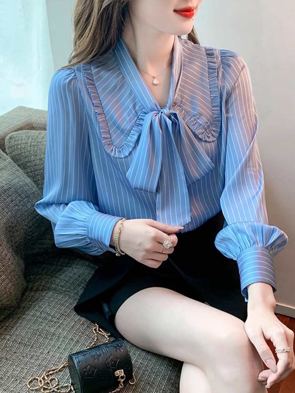 하이드 3회 이청아 하연주 스트라이프 셔츠 레이스 공주 옷 패션 의상 세번째 결혼 오세영 - 상세 이미지 2