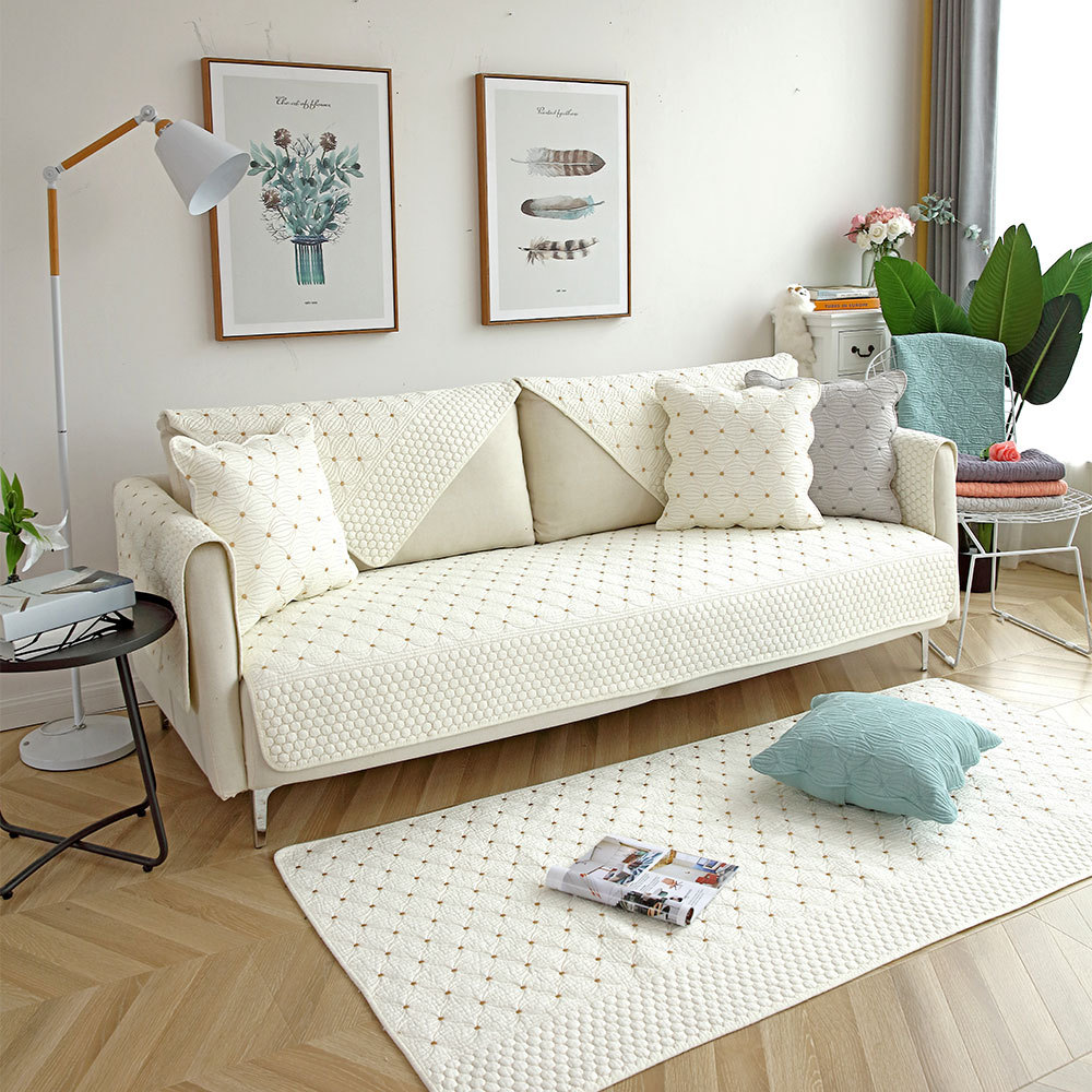 넓은 쇼파패드 순면 돌소파 매트 토퍼 논슬립 깔개 방석 러블리벌룬오프화이트 70x150