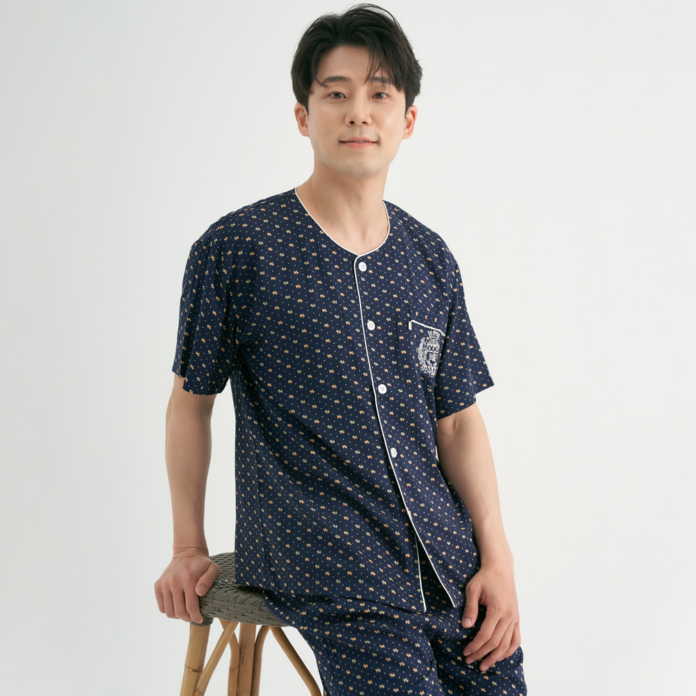 마이펫 반팔 레이온 남성 빅사이즈 잠옷 세트 - 상세 이미지 2