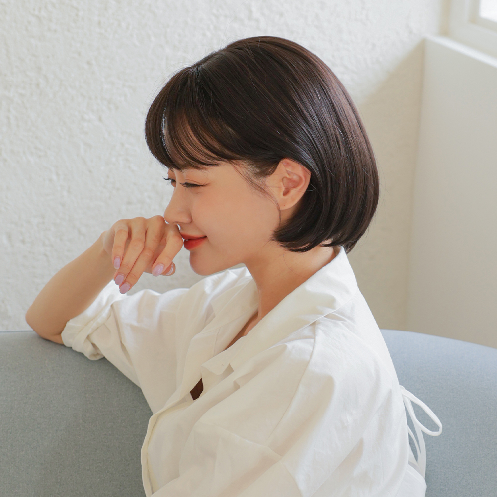 항암 여자가발 단발 머리 통가발 인모믹스 - 상품 이미지