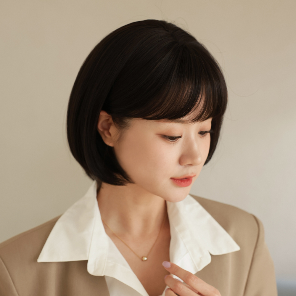 항암 여자가발 단발 머리 통가발 인모믹스 - 상세 이미지 4