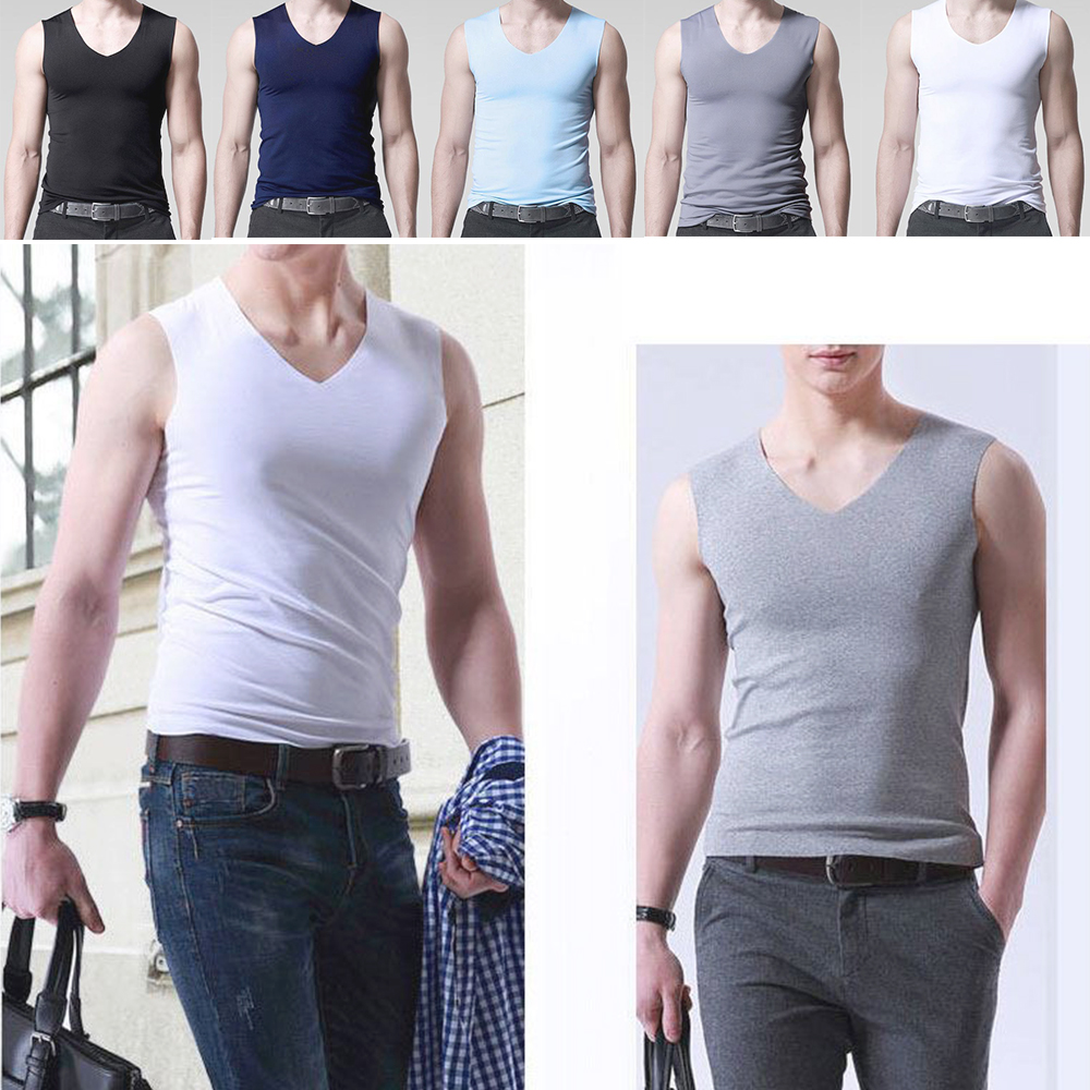 남성 V넥 나시티 무봉제 남자 신축 기능성 아이스 쿨 런닝