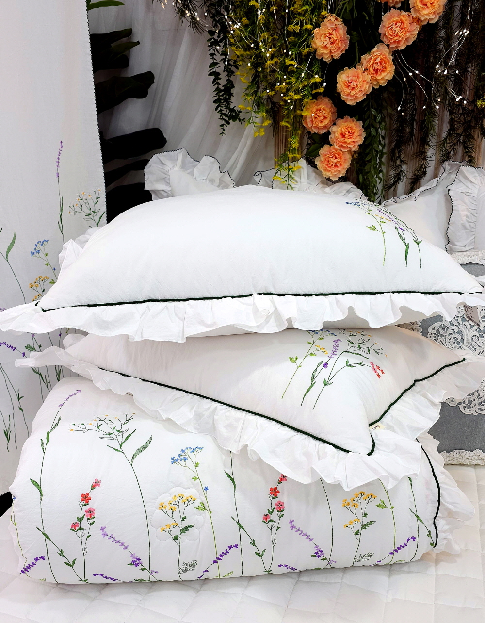 들꽃자수 혼수 신혼이불 호텔침구세트 라지킹침구세트 침구류