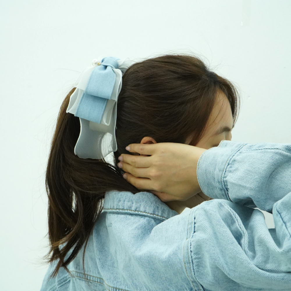 포니진주 포인트 청리본 바나나 집게핀 자동핀 - 상세 이미지 3
