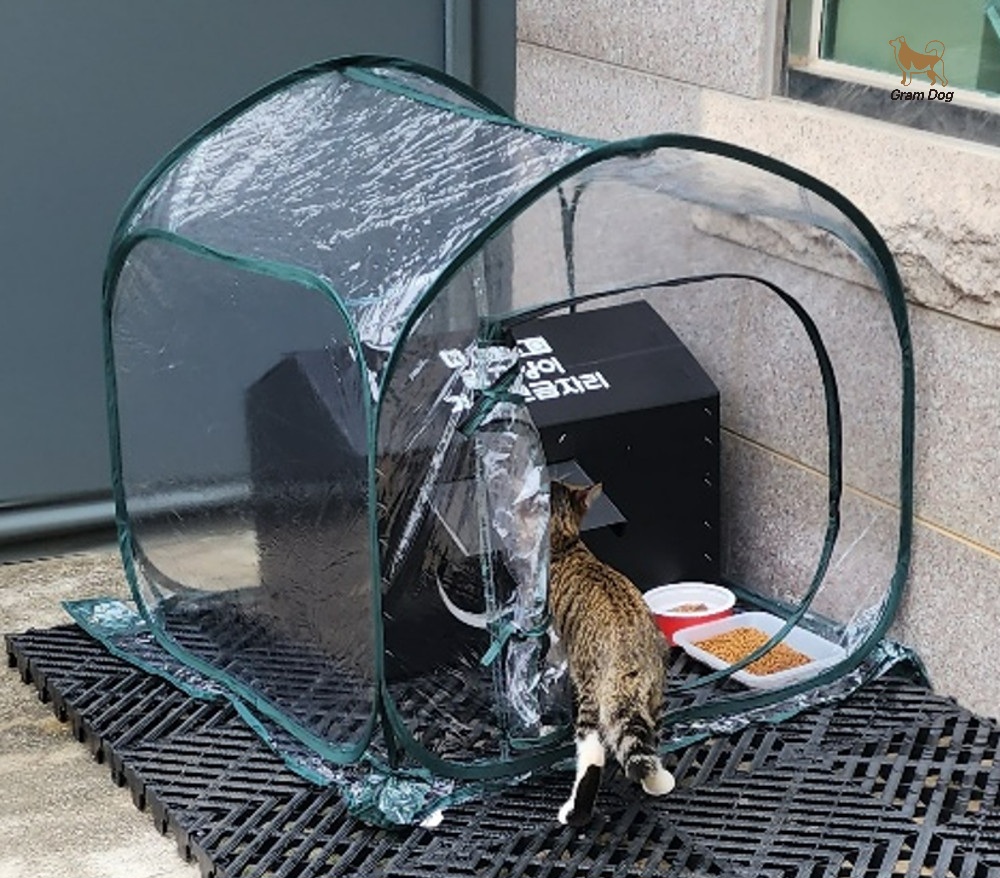 길고양이집 길냥이 겨울집 실외 급식소 방풍 방수 비닐 하우스 텐트