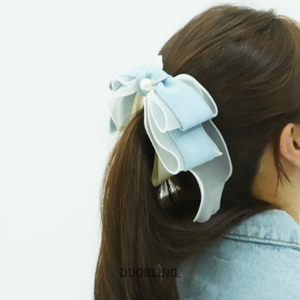 포니진주 포인트 청리본 바나나 집게핀 자동핀 - 상세 이미지 2