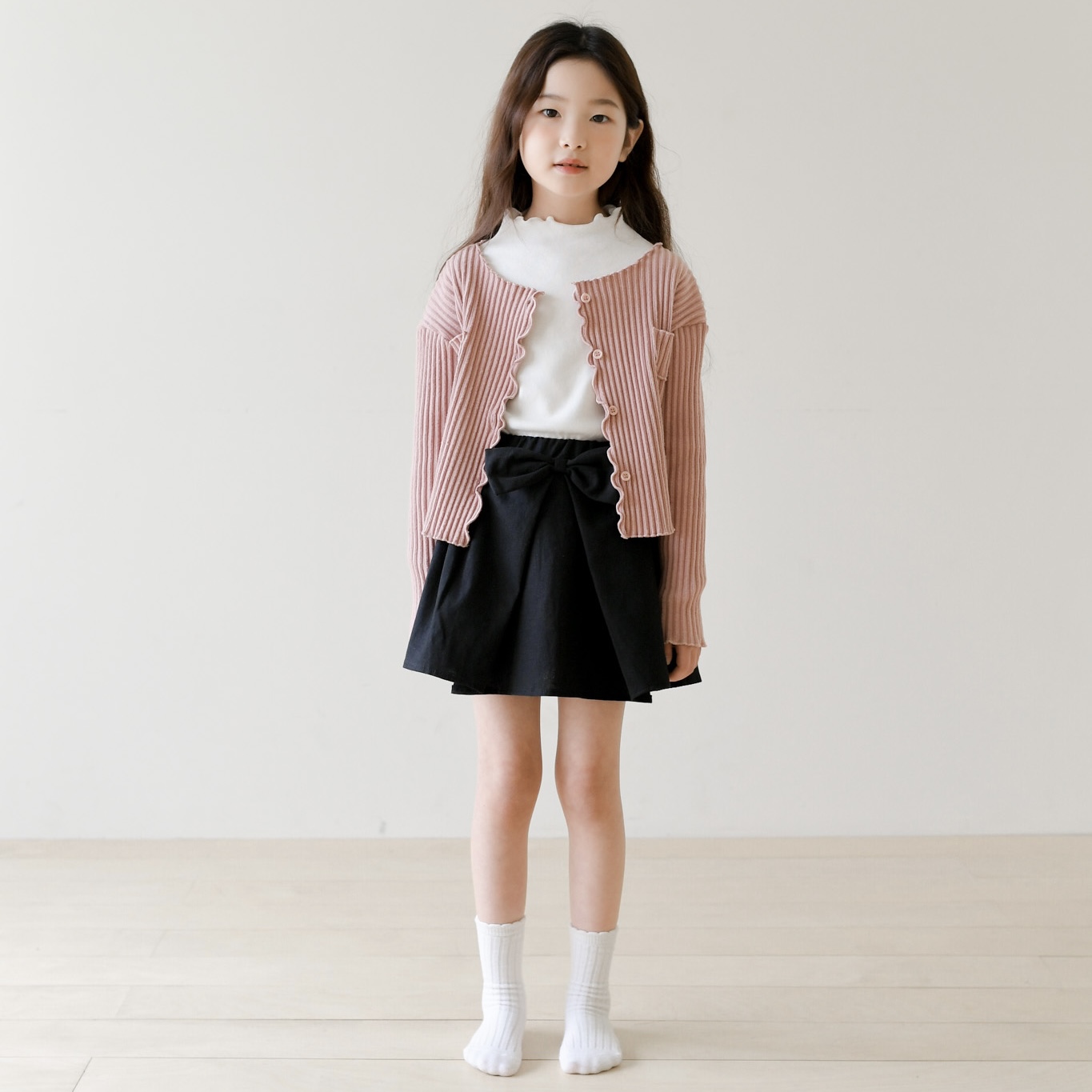 앤 단추 골지 여아가디건 봄 가을 아기 유아 아동 초등 주니어 가디건 발레 워머 - 상세 이미지 4