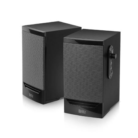 브리츠 USB 전원 데스크탑 노트북 MP3 북쉘프 2채널 스피커_블랙 온라인교육 음성채팅 게임