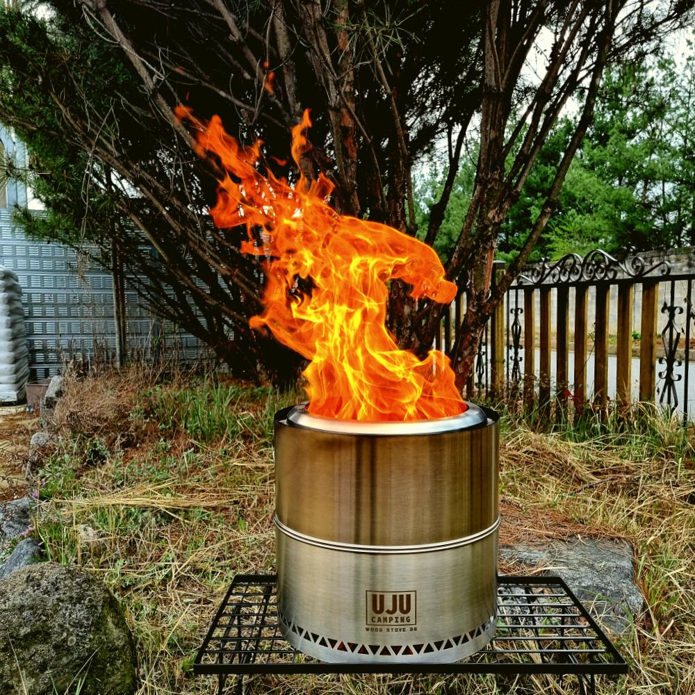 우주캠핑 우드스토브 36 이중연소 화로대 캠핑 불멍 대형 화로