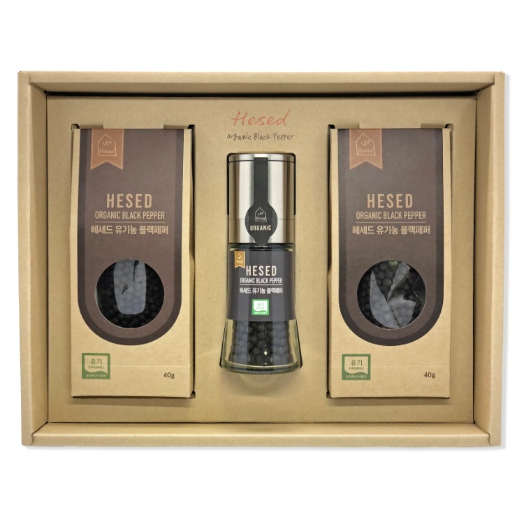 유기농 통후추 그라인더 선물세트 캄보디아산  블렉페퍼 답례품 - 상품 이미지
