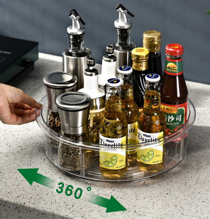 냉장고 투명 회전 트레이 정리 선반 양념통 정리대 수납 대형칸막이