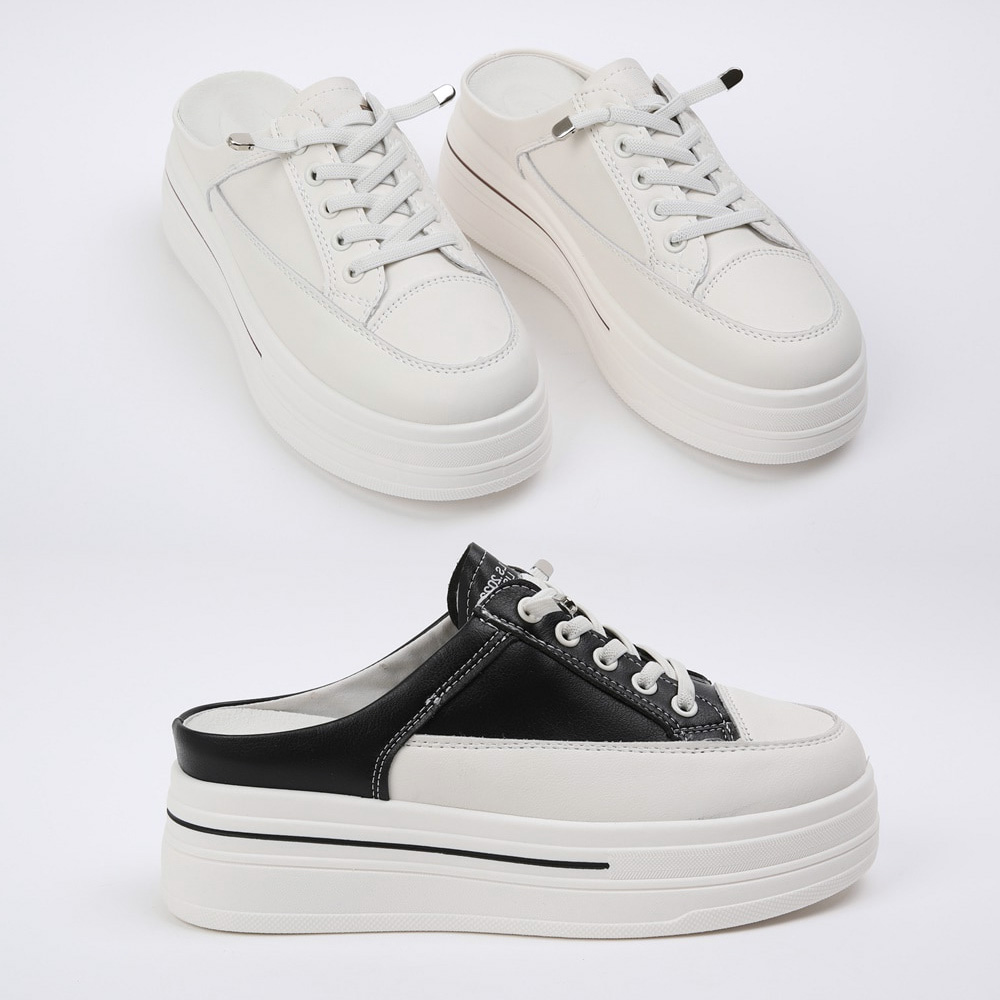 뮬스니커즈 쿠션 통굽 운동화슬리퍼 키높이 뮬운동화 5cm