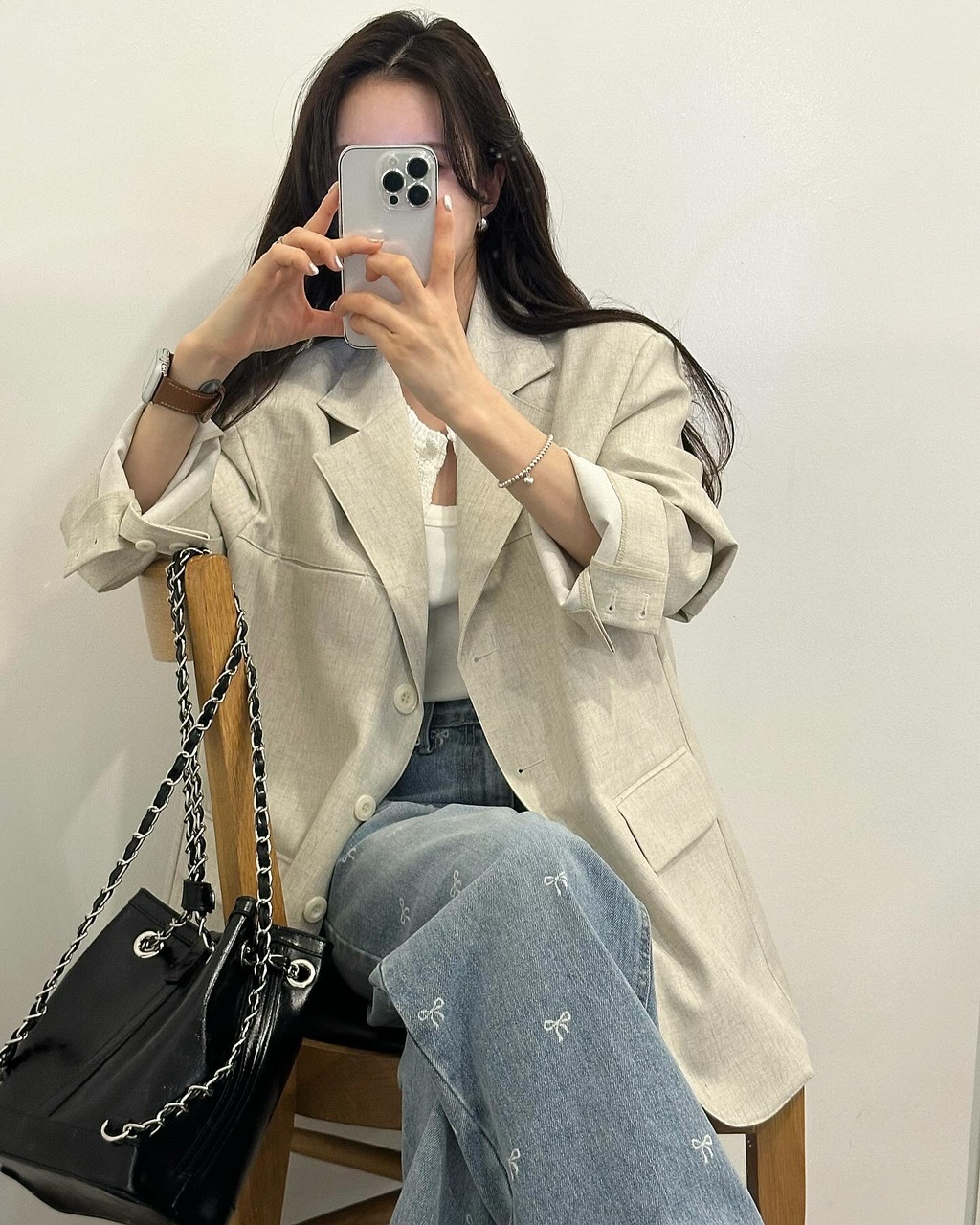 에드 여성 하객룩 출근룱 오피스룩 여름 린넨 오버핏 루즈핏 정장 블레이저 자켓 상세 이미지 3