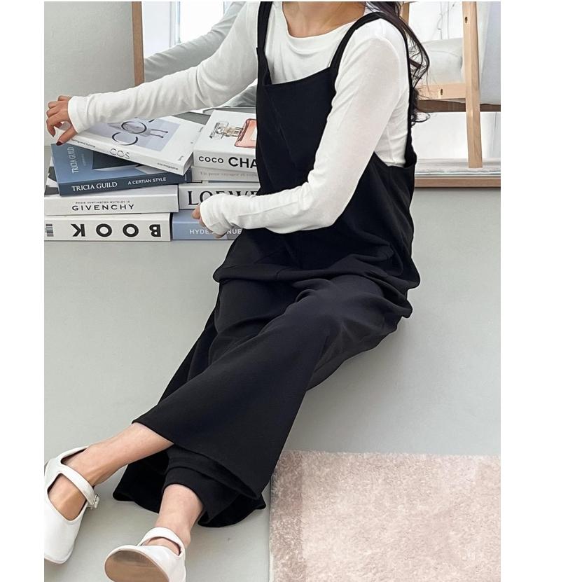 여성 멜빵 와이드 바지 어깨 끈 빅사이즈 멜빵 바지 - 상세 이미지 3