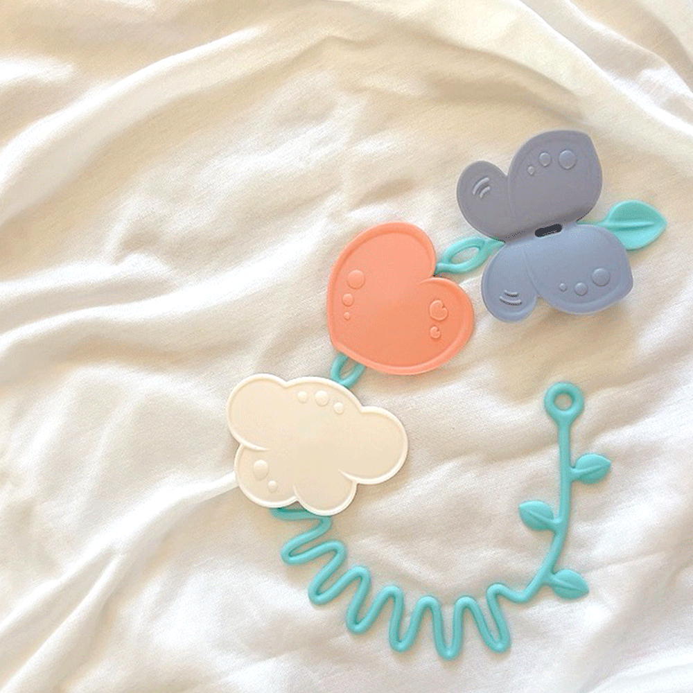 꼬꼬노리 쿠비 치발기 이파리스트랩 4종 아기선물세트 실리콘 국산