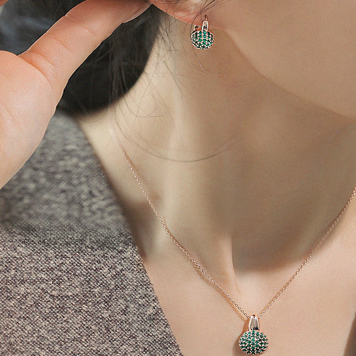 14K G.F  테라드 에메랄드 귀걸이/목걸이 SET SET0419 - 상세 이미지 2