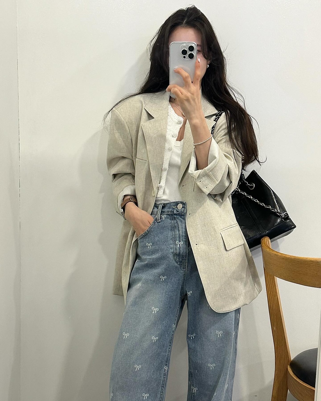에드 여성 하객룩 출근룱 오피스룩 여름 린넨 오버핏 루즈핏 정장 블레이저 자켓 상세 이미지 4