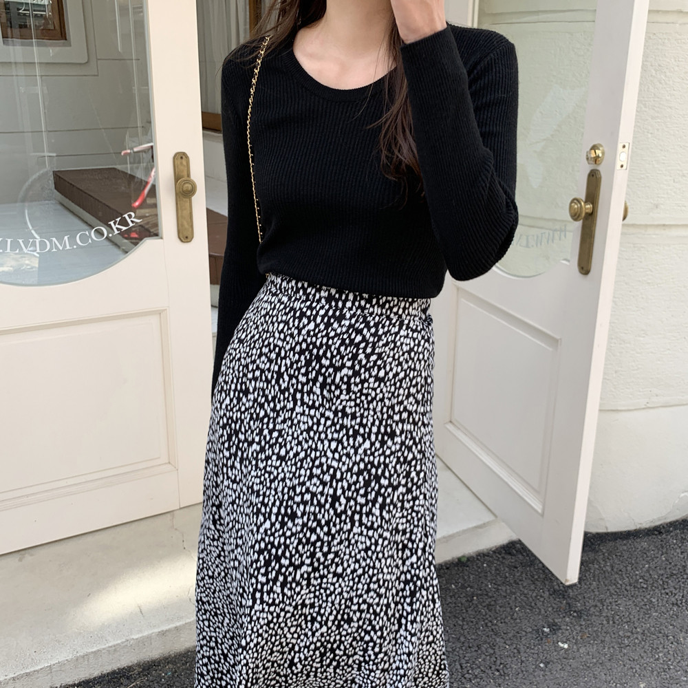 루즈핏 뱀부 유넥 브이넥 골지 니트 슬림 긴팔 여성 니트티 봄 가을