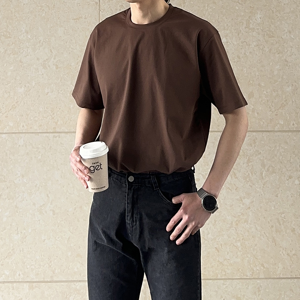 남자 반팔티 오버핏 분또 실켓 쿨 여름 반팔 티셔츠 - 상세 이미지 2