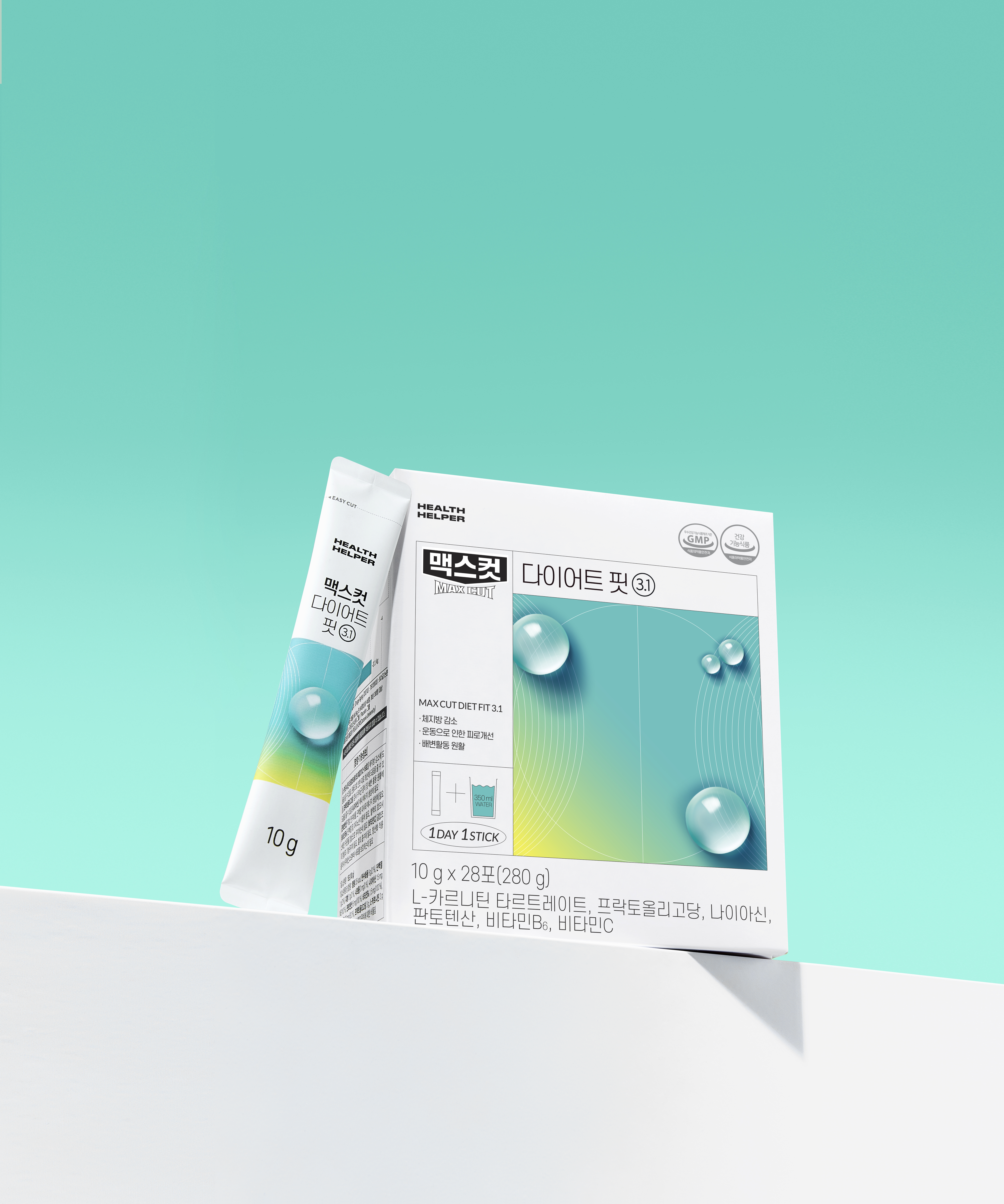 헬스헬퍼 맥스컷 다이어트 핏 3.1 L카르니틴 고경표 에메랄드워터 28포, 4개 - 상세 이미지 2