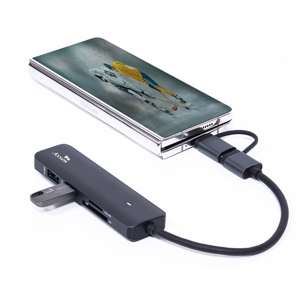 액센 USB C타입 듀얼커넥터 멀티 5포트 USB3.0 허브 5in1 핸드폰 노트북 태블릿 - 상세 이미지 4
