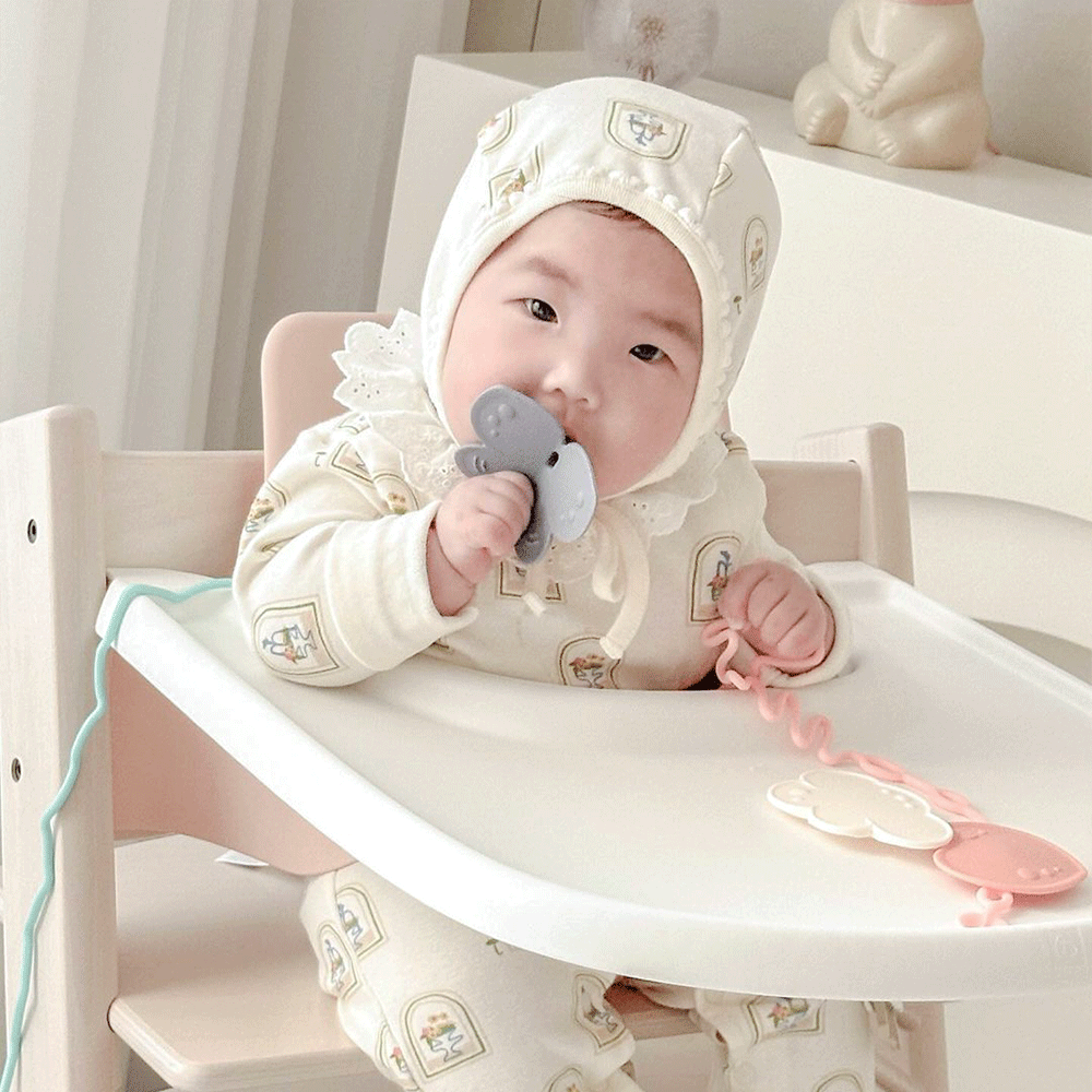 꼬꼬노리 쿠비 치발기 이파리스트랩 4종 아기선물세트 실리콘 국산