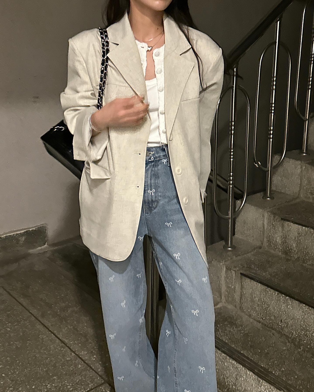 에드 여성 하객룩 출근룱 오피스룩 여름 린넨 오버핏 루즈핏 정장 블레이저 자켓 상세 이미지 9